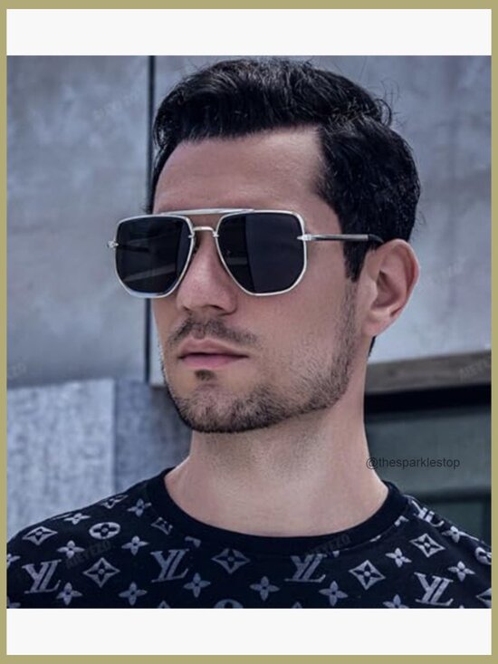 Oversized Square Aviator Sunglasses Vintage Pilot UV400 Protection main image 5